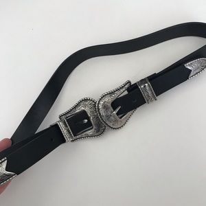 Double Buckle Black Western Belt